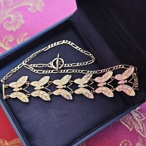 925 Choker White Opal Butterfly Neckace